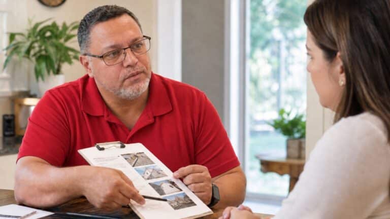 Man discussing plans with a woman.