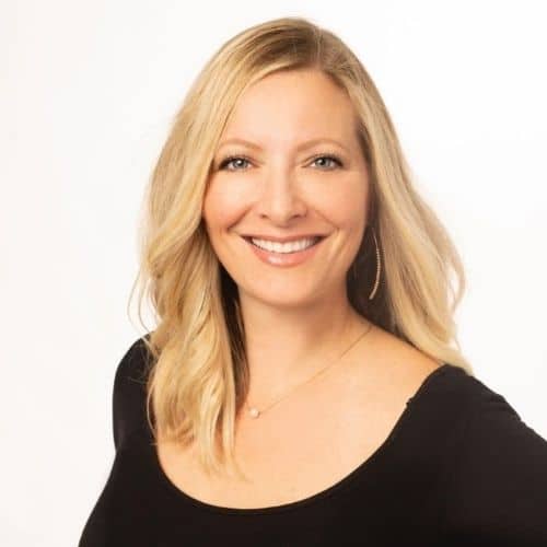 Smiling woman with blonde hair